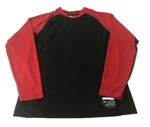 Nike Pro Combat Dri-Fit Herren Shirt Medium Activewear Rot Schwarz Langarm Mesh - Bild 1 von 10