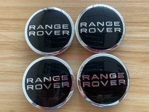 RANGE ROVER  (ONE SET OF 4) 63mm BLACK CENTER WHEEL HUB CAPS EMBLEM BADGE COVER - Picture 1 of 1