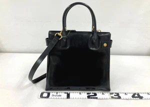 Gucci Shoulder Tote Bag Handbag 2WAY Leather Black Gold Peeling Damage - Picture 1 of 15