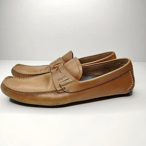 Salvatore Ferragamo Penny Loafers Leather Brown Moccasin Driver Shoes 10.5 D - Picture 1 of 13