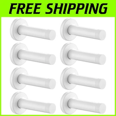 Paquete de 8 elegantes tapones de puerta de acero inoxidable blanco con parachoques amortiguador de sonido Foto 1 de 4