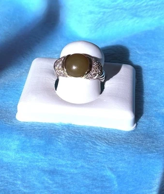 Anillo DAVID YURMAN 925 Plata de Ley Oro 18K Calcedonia Verde Talla 6 Foto 1 de 4