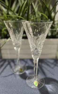 Par de flautas de champán WATERFORD Lismore cristal de corte fino 7-1/4" Foto 1 de 4