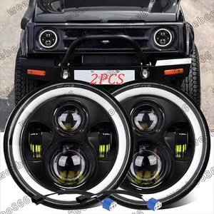 New Pair 7" inch Round LED Headlights High Low Beam For Suzuki Samurai 1986-1995 - Picture 1 of 12