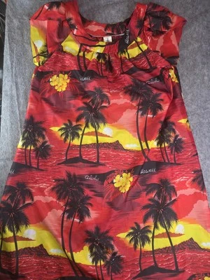 Vtg Royal Creations Hawaii Dress Palm Tree Aloha USA Women's Large Made Hawaii - Image 1 of 4