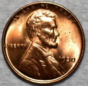 Brilliant Uncirculated 1930-P Lincoln Cent, Cartwheeling, Full-Red specimen. - Picture 1 of 2