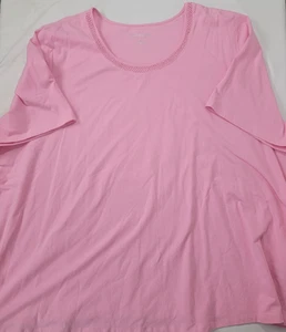 Catherines Damen rosa Kurzarm Suprema Top Shirt Größe 4X Lochakzent Ausschnitt - Bild 1 von 8