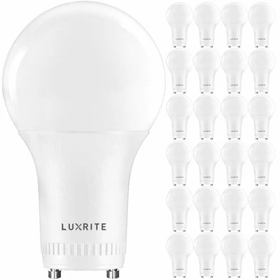Luxrite GU24 LED A19 Light Bulb 60W Replacement Dimmable 3000K UL Listed 24-Pack - Image 1 of 4