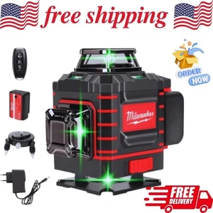 Milwaukee 360° Green Beam Cross laser level tools with Rechargeable Battery New - Picture 1 of 7