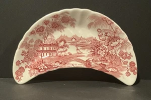 Plato de hueso de media luna rosa rojo tonquín Royal Staffordshire vintage - Imagen 1 de 3