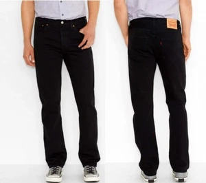 Pantalones de mezclilla negros de corte regular originales 501 de Levi Strauss & Co. para hombre talla W38 L34 - Imagen 1 de 16