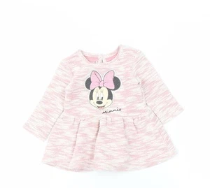 Disney Girls Pink Minnie Dress 9-12 Months With Long Sleeves - Picture 1 of 12