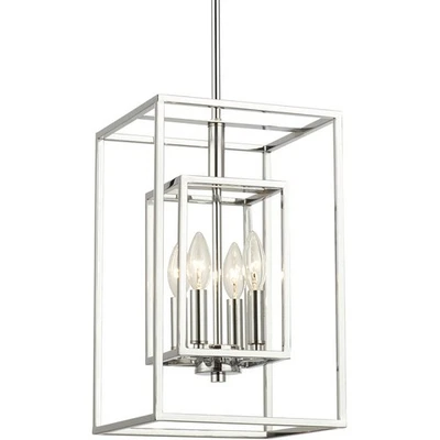 Luz de techo colgante Crystorama ED884114CH Kai 4 luces 10 pulgadas cromo pulido Foto 1 de 4