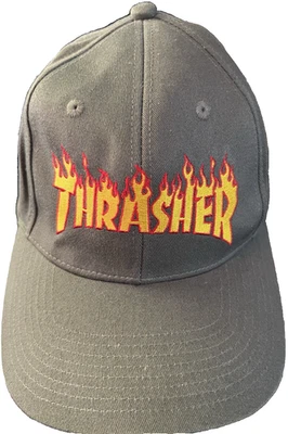 Thrasher Flames Skateboard Magazine Verde Algodón Snapback Sombrero Foto 1 de 4