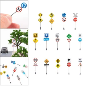 14Pieces 1/87 Traffic Signs Micro Landscape Architectural Decor Accessory - Picture 1 of 7