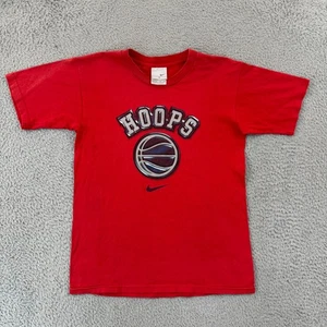Vintage Nike T-Shirt Boys Medium Red Short Sleeve Basketball Center Swoosh Y2K - Picture 1 of 9