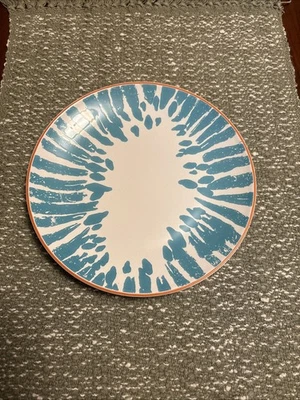 Platos de ensalada Ikea 8” líneas azules borde marrón 15541 hecho en Portugal 1 plato Foto 1 de 4