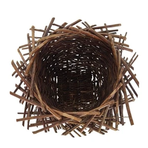 Vintage rustikaler natürlicher Stab Nistkorb handgewebt rund Raffung Nesting - Bild 1 von 13