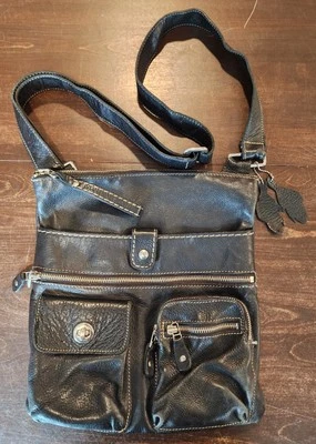 Винтажная черная кожаная сумка через плечо Roots Canada Villager - Изображение 1 из 4