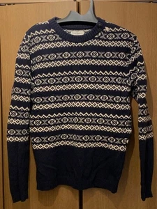 Oliver Spencer Navy Ivory Geometric Wool Blend Sweater M - Picture 1 of 5