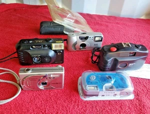 Job Lot of 5 Vintage Cameras – Digital, Point & Shoot, 35mm – Kodak, Fuji, Minol - Picture 1 of 13