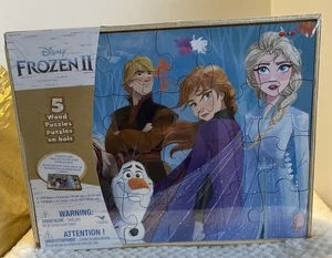 Disney Frozen II (5) Holz Holzpuzzle in Aufbewahrungsbox NEU Spinmaster - Bild 1 von 9