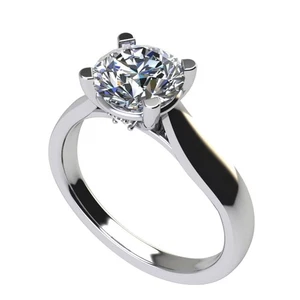 Platinum Plated Sterling Silver 1.5 CTW Round Zirconia Engagement Ring - Sz 7.5 - Picture 1 of 6