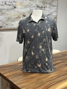 Municipal Herren M Golf Poloshirt grau Blumen Performance Sport Utility Gear - Bild 1 von 8