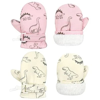 Guantes impermeables para niños pequeños 2-4T dinosaurio rosa y dinosaurio blanco Foto 1 de 4