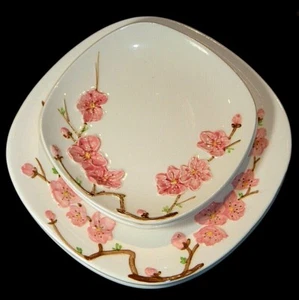Vintage MCM Metlox Poppytrail "Peach Blossom" Hand Painted Salad & Bread Plates - Picture 1 of 7