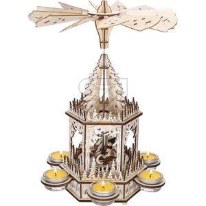 Holz Weihnachtspyramide  Pyramide Weihnachten Winterland 6 Teelichter - Bild 1 von 2