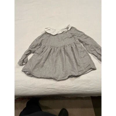 Cupcakes y Cachemira Niñas Vestido Gris Cuello Encaje Fiesta 24 Meses Foto 1 de 4