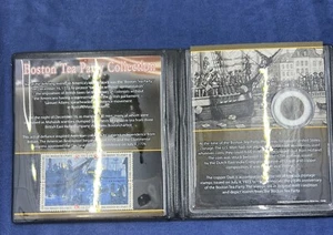Boston Tea Party Collection Copper Duit Coin & 4 pc 1973 Stamp Set LOT Z 47 - Picture 1 of 7