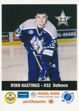 2001-02 Sudbury Wolves P.L.A.Y. Team Set #23 RYAN HASTINGS