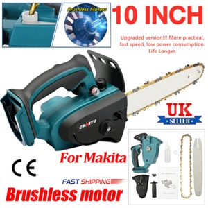 For Makita 18V 10'' Cordless Brushless Electric Chainsaw Wood Cutting No Battery - Picture 1 of 16