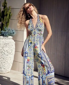 Camilla Halterneck Jumpsuit With Tie Neck Wall To Wall Wonders Sz S RRP $795 - Picture 1 of 19