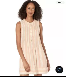 Women's Faherty Isha 100% Organic Cotton Dress Sleeveless Striped Sz large NWT - Picture 1 of 10