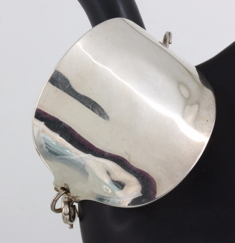 SILVERTONE WIDE LINKS FOR SMALL WRIST BRACELET FASHION 6754B - Image 1 of 3