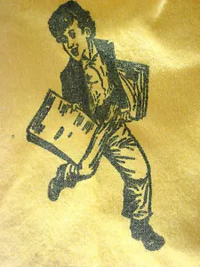 Grembiule vintage LEND A HAND società S newsboy CHarity cotone giallo calzolaio - Foto 1 di 4