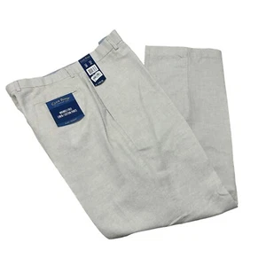 Club Room Men's Linen Blend Pants Beige 36X32 NWT Flat Front VTG Wrinkle Free - Picture 1 of 11