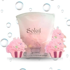3 Stück Großer Cupcake Pouf Luffa für Kinder Erwachsene Peeling Bad Biskuit-Geschenkbeutel - Bild 1 von 9