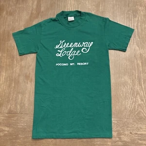 Vintage Greenway Lodge Pocono Mountains Pennsylvania Resort T Shirt Size S Green - Picture 1 of 6