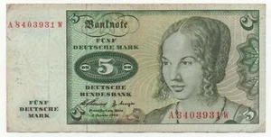 GERMANY 5 MARK 1960 PICK 18 LOOK SCANS - Picture 1 of 2