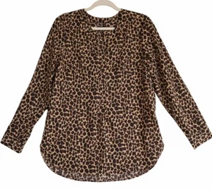 Talbots Leopard Print Blouse  Long Sleeve Women's Poly Top SZ SP S Petite P - Picture 1 of 4