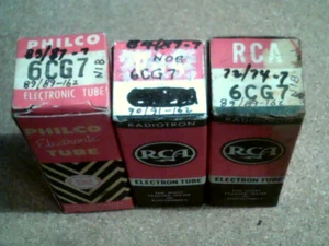 Vacuum Tube lot of 3ea 6CG7 1NIB Philco tstd VG/NOS amp radio amplifier ham - Picture 1 of 1