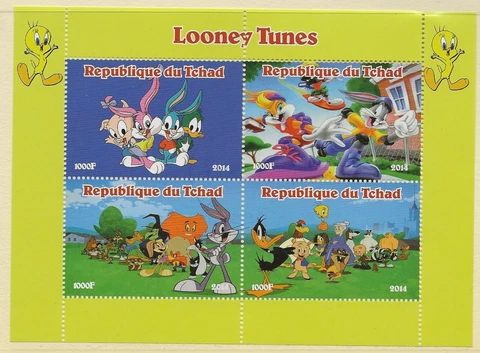 Thematic Stamps Disney Chad 2014 Looney Tunes sheet of 4 values used Cover