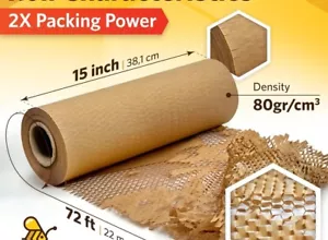 Honeycomb Packing Paper~15in x 72 ft~Honeycomb Cushioning Wrap Roll - Picture 1 of 6