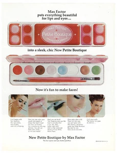 Max Factor Cosmetics Print Ad Vintage Ad Lipstick Eyeshadow Petite Boutique 1965 - Picture 1 of 1