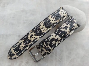19mm/18mm Python Print Leather Watch Strap Band - Black White - Picture 1 of 1