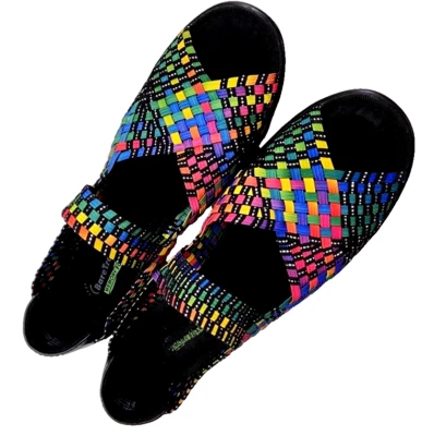Baretraps Shoes Women UMMA Wedge Sandals 10M Woven Open Toe Rainbow Bare Traps . - Image 1 of 4